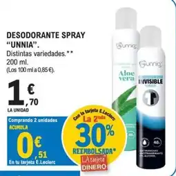 E.Leclerc Unniq desodorante spray oferta