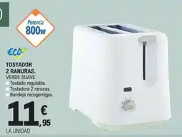 E.Leclerc Tostador 2 ranuras. Verde suave. oferta