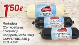 Alsara Supermercados Campofrio mortadela con aceitunas o siciliana chopped beef o pork oferta