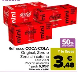 Carrefour Coca-Cola Original, Zero o Zero sin cafeína oferta