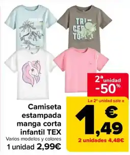 Carrefour TEX camiseta estampada manga corta infantil oferta