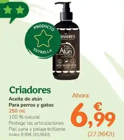 TiendAnimal CRIADORES Aceite de atún Para perros y gatos oferta