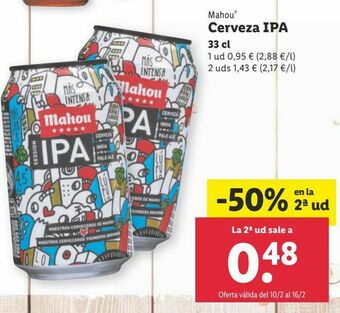 Lidl Cerveza ipa mahou oferta