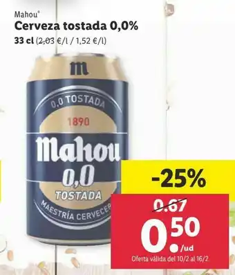 Lidl Cerveza tostada mahou oferta