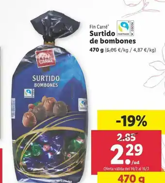 Lidl Surtido de bombones fin carré oferta