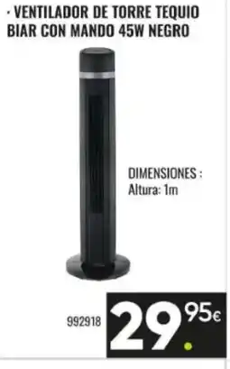 Family Cash Ventilador de torre tequio biar con mando 45w negro oferta