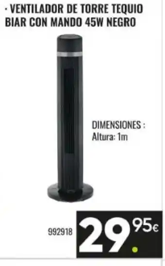 Ventilador de torre tequio biar con mando 45w negro