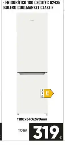 Family Cash Frigorífico 180 cecotec 02435 bolero coolmarket clase e oferta