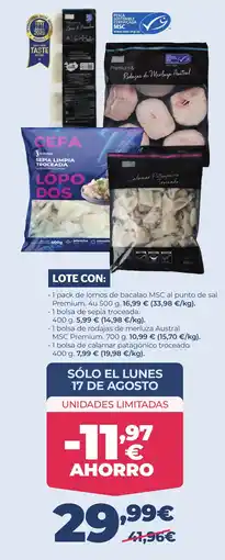 La Sirena Lote con lomos de bacalao sepia merluza calamar oferta