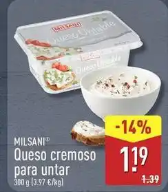 ALDI Milsani - queso cremoso para untar oferta