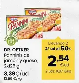Autoservicios Familia Dr. oetker - panninis de jamon y queso oferta