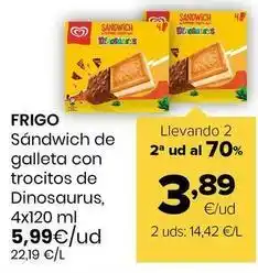 Autoservicios Familia Frigo - sandwich de galleta con trocitos de dinosaurus oferta