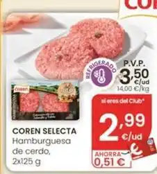 Eroski Coren selecta - hamburguesa de cerdo oferta