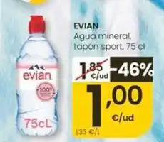 Eroski Evian - agua mineral, tapon sport oferta