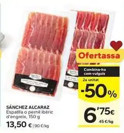 Caprabo Sánchez alcaraz - espatlla o pernil ibèric d'engreix oferta