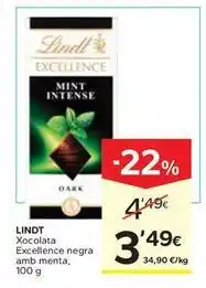 Caprabo Lindt - xocolata excellence negra amb menta oferta