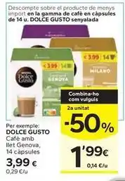 Caprabo Dolce gusto - cafe amb llet genova oferta