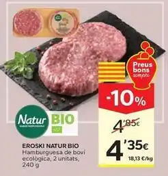 Caprabo Eroski natur bio - hamburguesa de boví ecològica oferta