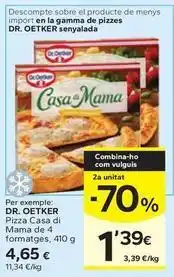 Caprabo Dr oetker - pizza de 4 formatges casa di mama oferta