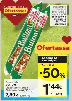 Caprabo Buitoni - massa per a pizza finissima maxi oferta