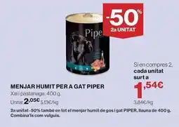 Hipercor Piper - menjar humit per a gat oferta