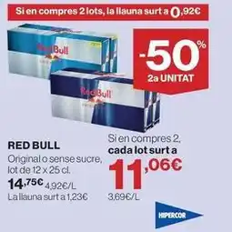 Hipercor Red bull - original o sense sucre oferta