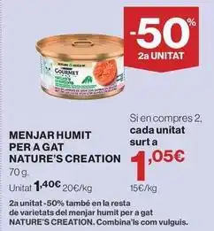 Hipercor Gourmet - menjar humit per a gat nature's creation oferta