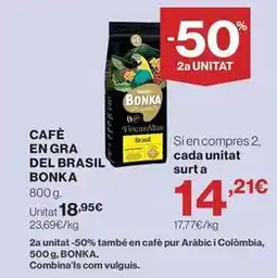 Hipercor Bonka - café en gra del brasil oferta