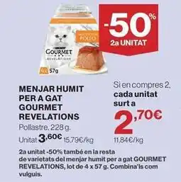 Hipercor Purina - menjar humit per a gat gourmet revelations oferta