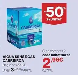 Hipercor Cabreiroa - aigua sin gas oferta