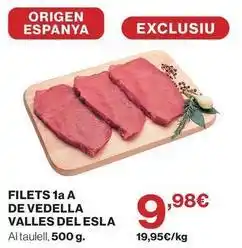 Hipercor Origen - filets 1a a de vedella valles del esla oferta