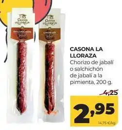 Alimerka Chorizo de jabali o salchichon de jabali a la pimienta oferta