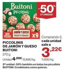 Supercor Buitoni - piccolinis de jamon y queso oferta