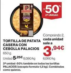 Supercor Palacios - tortilla de patata casera con cebolla oferta