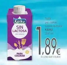 Valvi Supermercats Kaiku - nata per cuinar sense lactosa oferta