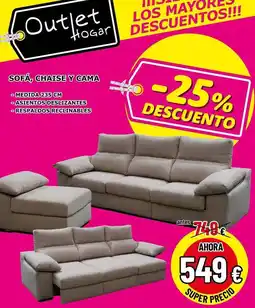 Outlet Hogar Sofá, chaise y gama oferta