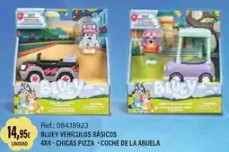 Juguetilandia Bluey vehículos básicos 4x4 - chicas pizza - coche de la abuela oferta