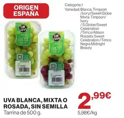 Supercor Uva blanca, mixta o rosada, sin semilla oferta