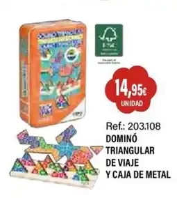 Juguetilandia Dominó triangular de viaje y caja de metal oferta