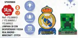 Juguetilandia Spiderman lampara 3d con despertador y fecha real madrid - minecraft - stitch oferta