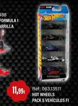 Juguetilandia Hot Wheels pack 5 vehículos F1 oferta