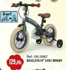 Juguetilandia Bicicleta 14" 3 en 1 Miniby oferta