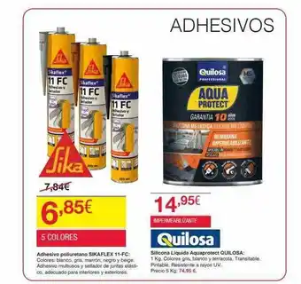 Chafiras Adhesivo Polluretano Sikaflex 11-fc Silicona Liquida Aquaprotect Quilosa oferta