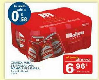 Cash Ecofamilia Cerveza Rubia 5 Estrellas Lata Mahou oferta
