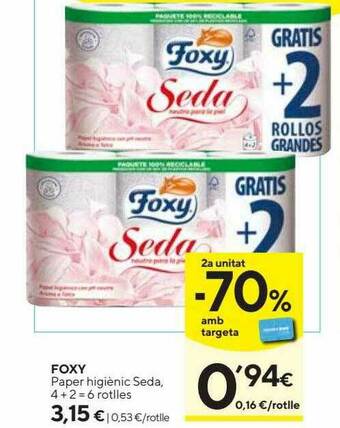 Caprabo Foxy Paper Higiènic Seda oferta