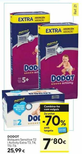 Caprabo Dodot Bolquers Sensitive T2 I Activity Extra T3 T4 T5 I T6 oferta