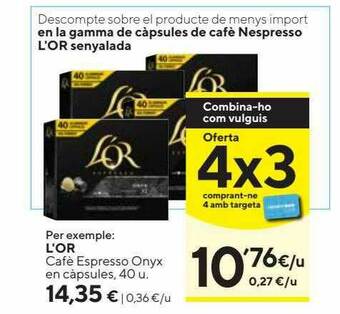 Caprabo L'or Cafè Espresso Onyx En Càpsules oferta