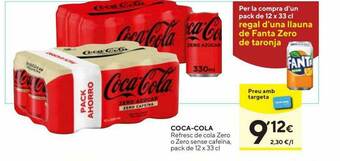 Caprabo Coca-cola Refresc De Cola Zero O Zero Sense Cafeïna oferta