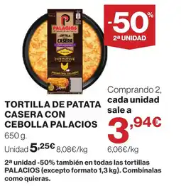 Supercor PALACIOS Tortilla de patata casera con cebolla oferta