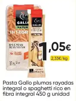 FROIZ Gallo pasta plums rayadas integral o spaghetti rico en fibra integral oferta